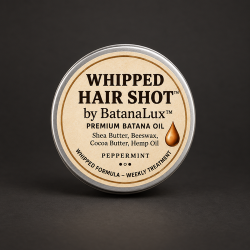 Whipped Hair Shot tin on a warm charcoal background